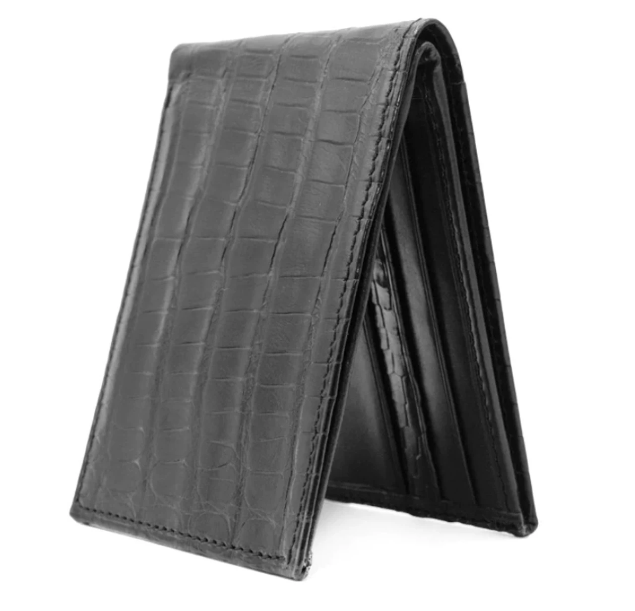 Zelli Genuine Crocodile Bi-Fold Wallet - Black 3 Zelli Genuine Crocodile Bi-Fold Wallet - Black - Image 3
