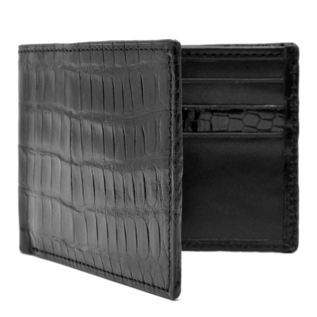 Zelli Genuine Crocodile Bi-Fold Wallet - Black 1 Zelli Genuine Crocodile Bi-Fold Wallet - Black