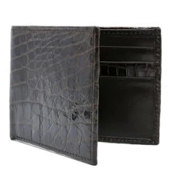 Zelli Genuine Crocodile Bi-Fold Wallet - Dark Brown