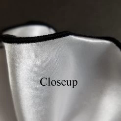 White Satin 2-in-1 Pouf Round Pocket Square With Black Trim -Fashionable Costume black 4 67095.1678992473