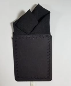 100% Linen Pre-Folded Pocket Square Handkerchief Insert - Black 2 Point -Fashionable Costume black linen 5 43650.1682361375