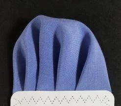 Men's Blue Silk & Linen Pre-Folded Pocket Square Insert - Fan Design -Fashionable Costume blue SILK LINEN FAN5 08818.1644003334