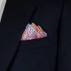 Bright Paisley Silk With Cotton Pre-Folded Pocket Square Handkerchief Insert