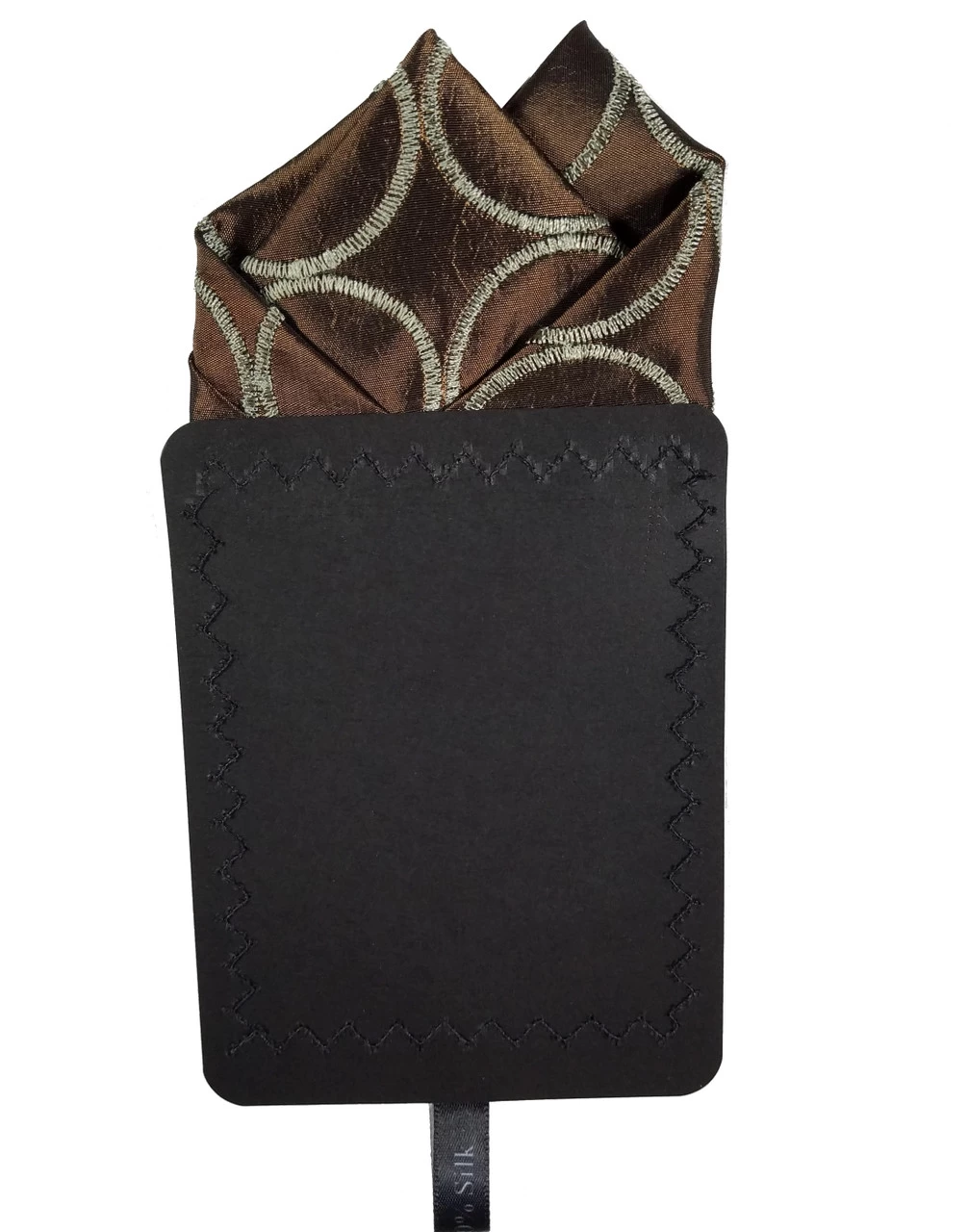 100% Silk Bronze Stitch Circles Pre-Folded Pocket Square Insert 5 100% Silk Bronze Stitch Circles Pre-Folded Pocket Square Insert - Image 5