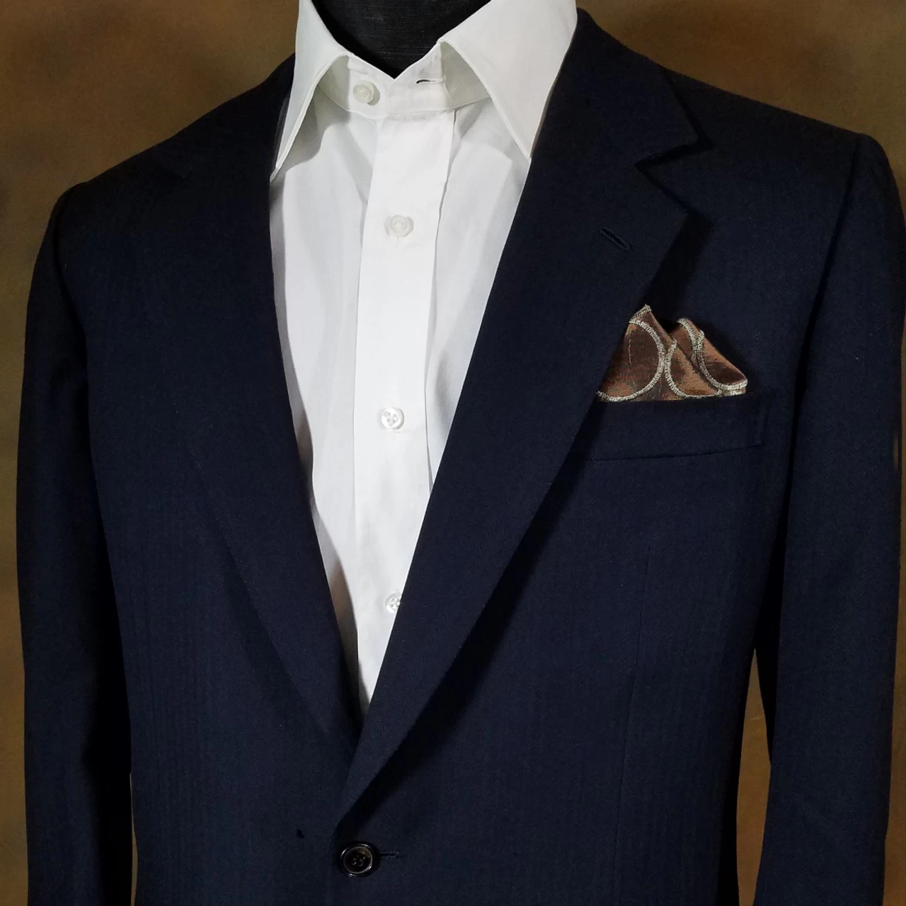 100% Silk Bronze Stitch Circles Pre-Folded Pocket Square Insert 3 100% Silk Bronze Stitch Circles Pre-Folded Pocket Square Insert - Image 3