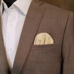 Men's Buttercream 100% Linen Pre-Folded Pocket Square Insert - Fan Design -Fashionable Costume buttercream linenF 86822.1643132906