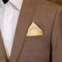 Men's Buttercream 100% Linen Pre-Folded Pocket Square Insert - Point Design -Fashionable Costume buttercream linenp 2 15304.1643133165