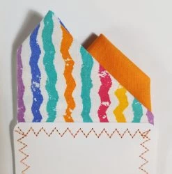 Two-Tone Crayon Stripe With Orange 100% Cotton Pre-Folded Pocket Square Insert -Fashionable Costume crayon stripe3 90097.1678402145