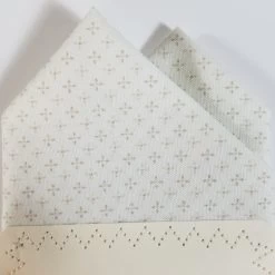 Cream Mini Cross Pattern 100% Cotton Pre-Folded Pocket Square Handkerchief Insert - 2 Point -Fashionable Costume cream cross2 49052.1660751557