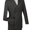 Vinci Black Bold Pinstripe Double-Breasted Suit With Pleated Slacks