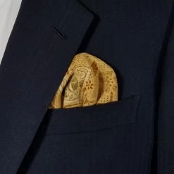 Silk Blend Pre-Folded Fan Design Pocket Square Insert - Gold & Brown 11 Silk Blend Pre-Folded Fan Design Pocket Square Insert - Gold & Brown -Fashionable Costume goldrayon silk 2 36896.1646153644