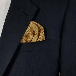 Silk Blend Pre-Folded Fan Design Pocket Square Insert - Gold & Brown 13 Silk Blend Pre-Folded Fan Design Pocket Square Insert - Gold & Brown -Fashionable Costume goldrayon silk 3 39933.1646153645