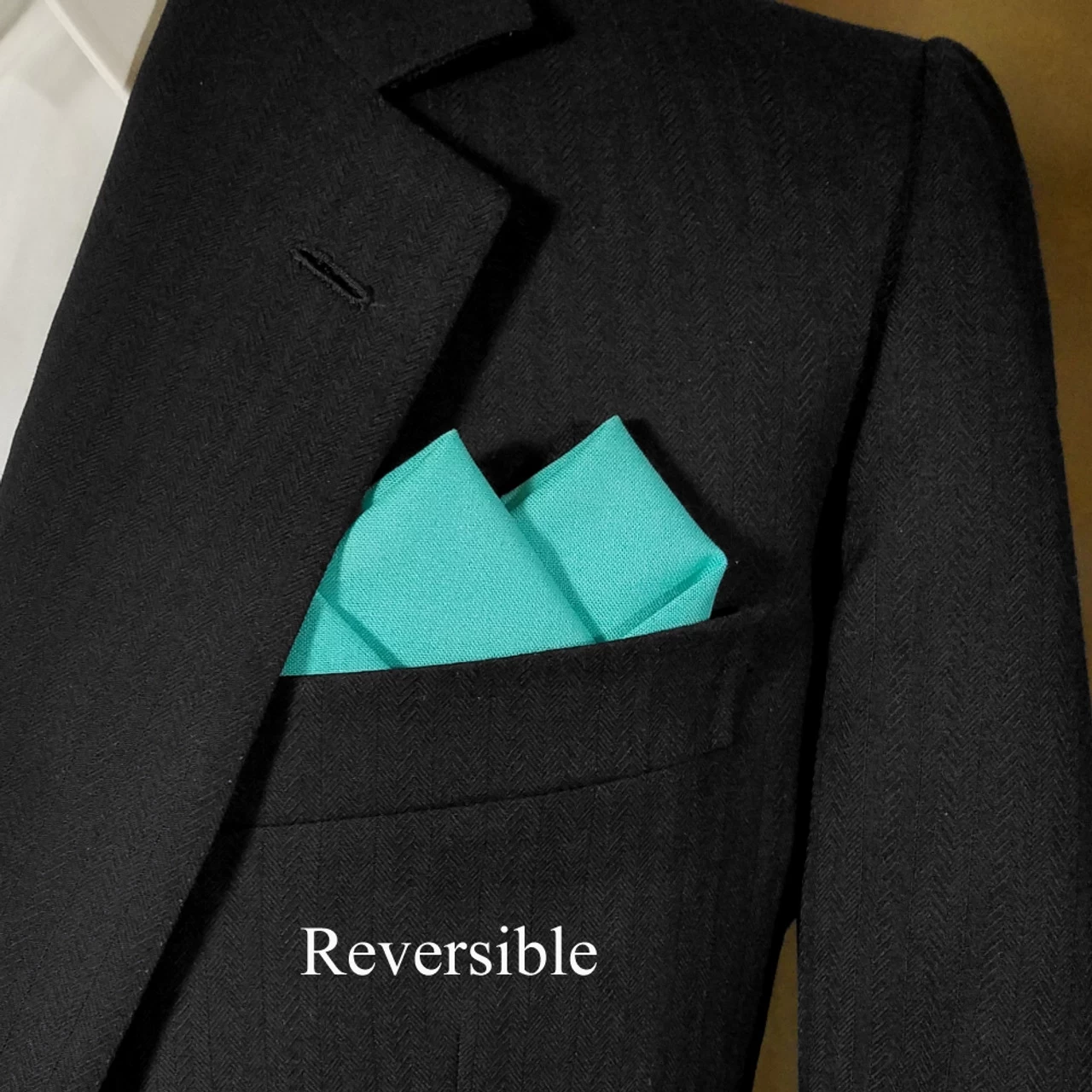 Jade 100% Cotton Pre-Folded Pocket Square Handkerchief Insert - 2 Point 4 Jade 100% Cotton Pre-Folded Pocket Square Handkerchief Insert - 2 Point - Image 4