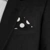 Large White Dots On Black 100% Cotton Pre-Folded Pocket Square Handkerchief Insert - 2 Point