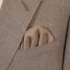 Men's Sand Tan 100% Linen Pre-Folded Pocket Square Insert - Fan Design