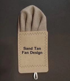 Men's Sand Tan 100% Linen Pre-Folded Pocket Square Insert - Fan Design -Fashionable Costume linen sand fan color 28905.1643399514