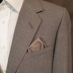 Men's Sand Tan 100% Linen Pre-Folded Pocket Square Insert - Point Design -Fashionable Costume linen sand point2 22119.1643399696