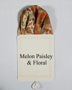 Silk Pre-Folded Fan Design Pocket Square Insert - Melon Orange Floral -Fashionable Costume orangepaisley floral 3 73626.1644525754