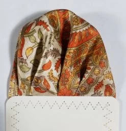 Silk Pre-Folded Fan Design Pocket Square Insert - Melon Orange Floral -Fashionable Costume orangepaisley floral 4 92190.1644525754