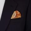 Silk Pre-Folded Fan Design Pocket Square Insert - Melon Orange Floral