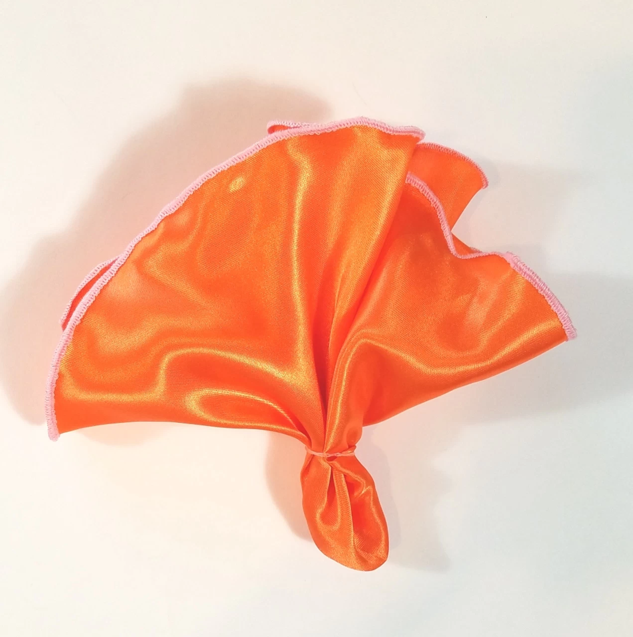 Antonio Ricci 2-in-1 Pouf Round Pocket Square - Pink On Orange 3 Antonio Ricci 2-in-1 Pouf Round Pocket Square - Pink On Orange - Image 3