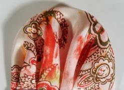 100% Silk Pre-Folded Pocket Square Insert - Pink, Melon & Olive Design -Fashionable Costume pink orange4 24737.1640904799