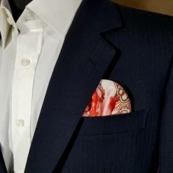 100% Silk Pre-Folded Pocket Square Insert - Pink, Melon & Olive Design -Fashionable Costume pink orange 83174.1640904813