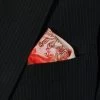 100% Silk Pre-Folded Point Design Pocket Square Insert - Pink & Melon