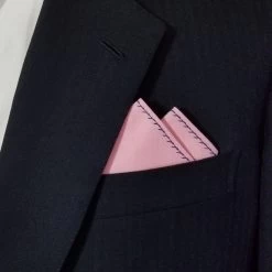 100% Cotton Pre-Folded Pocket Square Handkerchief Insert - Blue On Pink