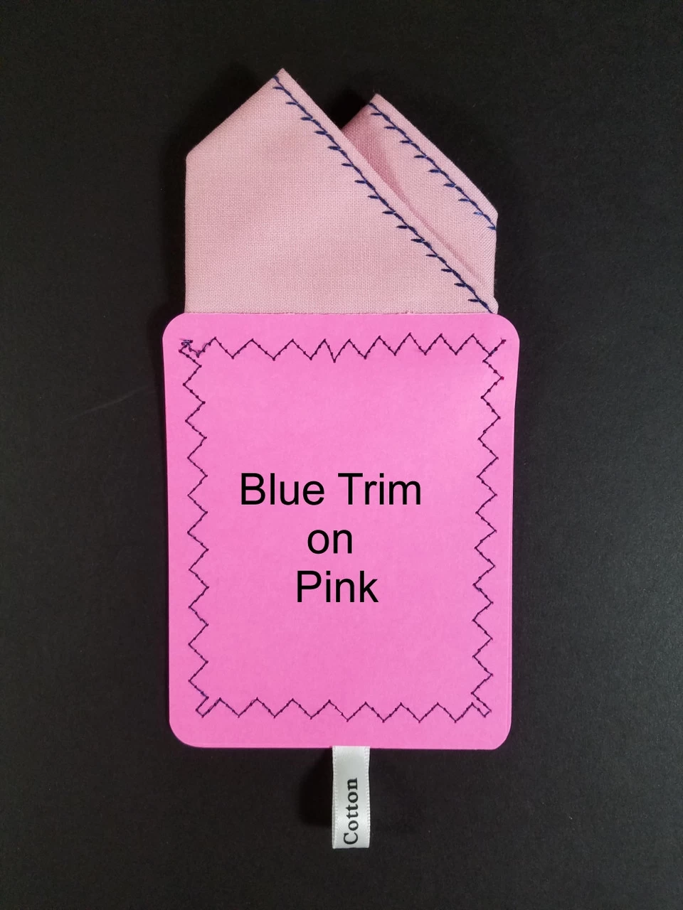 100% Cotton Pre-Folded Pocket Square Handkerchief Insert - Blue On Pink 3 100% Cotton Pre-Folded Pocket Square Handkerchief Insert - Blue On Pink - Image 3