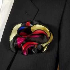 Antonio Ricci 2-in-1 Pouf Round Pocket Square - Large Polka Dots On Black