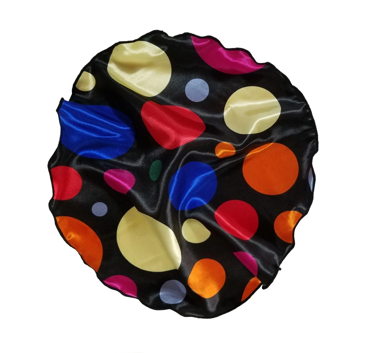 Antonio Ricci 2-in-1 Pouf Round Pocket Square - Large Polka Dots On Black 2 Antonio Ricci 2-in-1 Pouf Round Pocket Square - Large Polka Dots On Black - Image 2