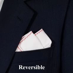 100% Cotton Pre-Folded Pocket Square Handkerchief Insert - Red On White -Fashionable Costume red stitch 4 18852.1671826052