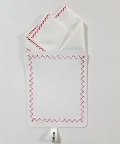 100% Cotton Pre-Folded Pocket Square Handkerchief Insert - Red On White -Fashionable Costume red stitch 5 41126.1671826043