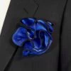 Antonio Ricci 2-in-1 Pouf Round Pocket Square - Black On Royal Blue