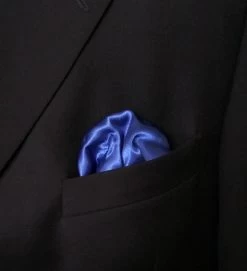 Antonio Ricci 2-in-1 Pouf Round Pocket Square - Black On Royal Blue -Fashionable Costume royal 93718.1634929244