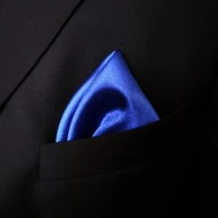 Antonio Ricci 2-in-1 Pouf Round Pocket Square - Black On Royal Blue -Fashionable Costume royalblue 07382.1634929285
