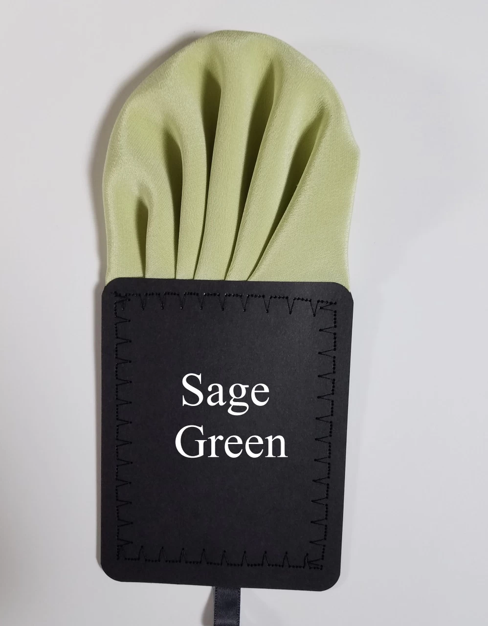 Sage Green 100% Silk Pre-Folded Pocket Square Insert 3 Sage Green 100% Silk Pre-Folded Pocket Square Insert - Image 3