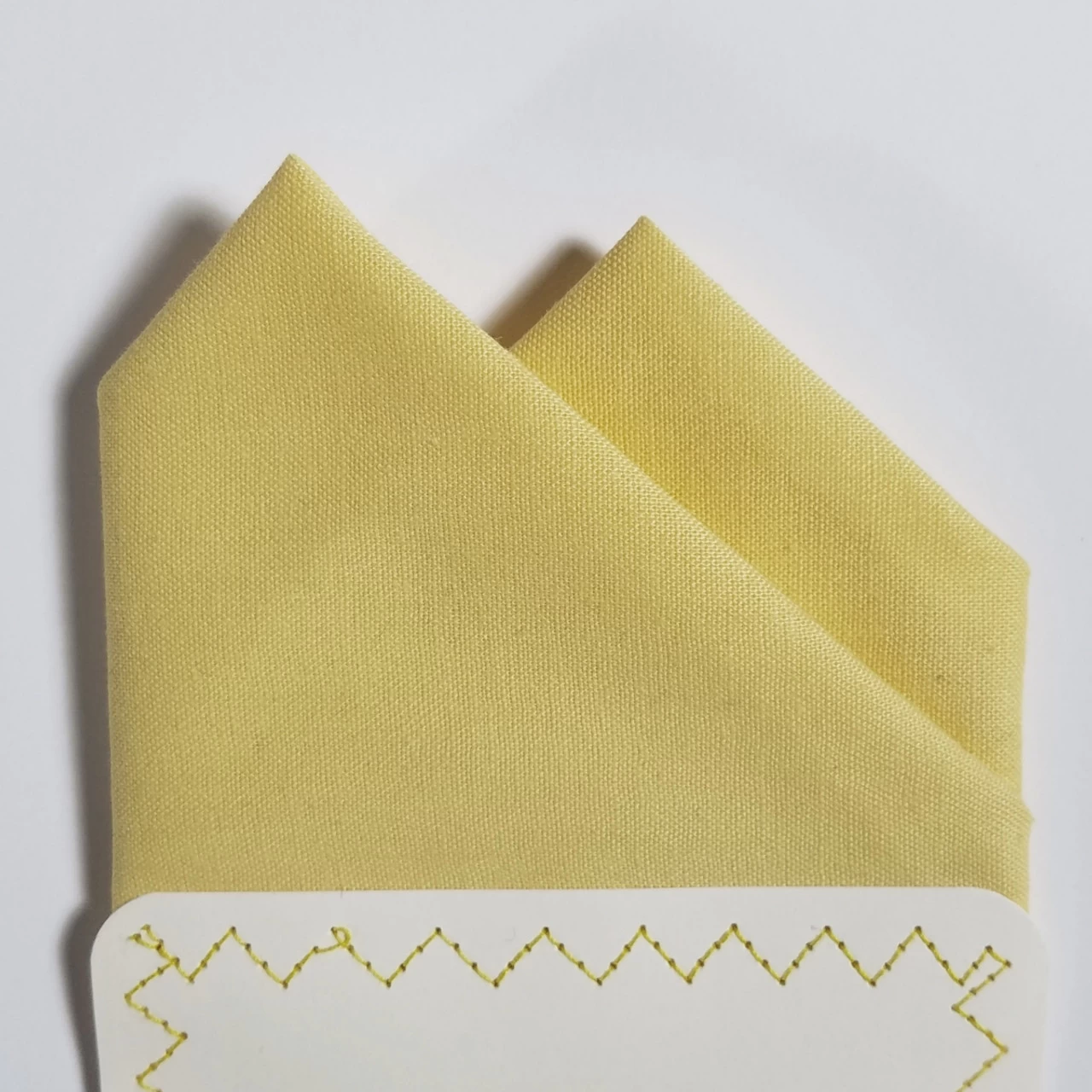 100% Cotton Pre-Folded Pocket Square Handkerchief Insert - Soft Yellow 6 100% Cotton Pre-Folded Pocket Square Handkerchief Insert - Soft Yellow - Image 6