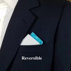 100% Cotton Pre-Folded Pocket Square Handkerchief Insert - Turquoise Floral -Fashionable Costume turq floral 4 69466.1665421958