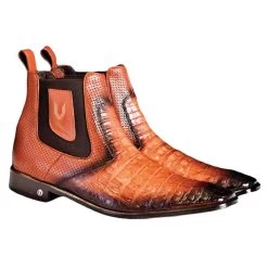 Vestigium Faded Tone Genuine Caiman Belly & Calf Ankle Dress Boot -Fashionable Costume vestigium caiman belly chelsea boots faded cognac 2 700x 47031.1611017131
