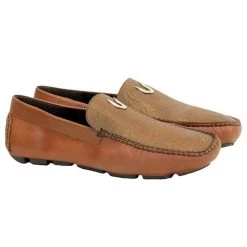 Vestigium Genuine Cat Shark Skin & Calf Moc Driver Loafer -Fashionable Costume vestigium cat shark loafers cognac 2 700x 14430.1611017183