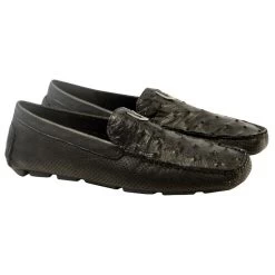 Vestigium Genuine Ostrich Quill & Calf Moc Driver Loafer -Fashionable Costume vestigium ostrich loafers black 2 700x 75267.1611017284