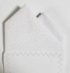 100% Cotton Pre-Folded Pocket Square Handkerchief Insert - White Swirl Patten -Fashionable Costume white swirl 3 27421.1683488039