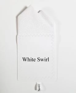 100% Cotton Pre-Folded Pocket Square Handkerchief Insert - White Swirl Patten -Fashionable Costume white swirl ebay 24478.1683488037