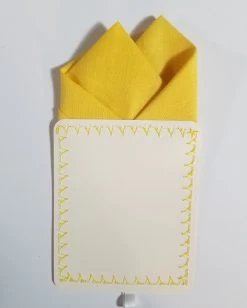 100% Linen Pre-Folded Pocket Square Handkerchief Insert - Yellow 2 Point -Fashionable Costume yellow linen 5 78139.1682198056