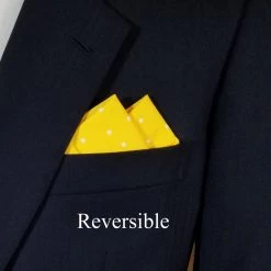 100% Cotton Pre-Folded Pocket Square Handkerchief Insert - Yellow Polka Dot -Fashionable Costume yellow dot 2 77079.1683994164