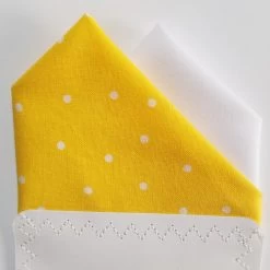 Two-Tone White Dots On Yellow 100% Cotton Pre-Folded Pocket Square Insert -Fashionable Costume yellow dot White 4 84009.1684859605