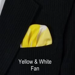 Yellow And White 100% Silk Pre-Folded Pocket Square Insert 8 Yellow And White 100% Silk Pre-Folded Pocket Square Insert -Fashionable Costume yellow fan 3a 56289.1642015146