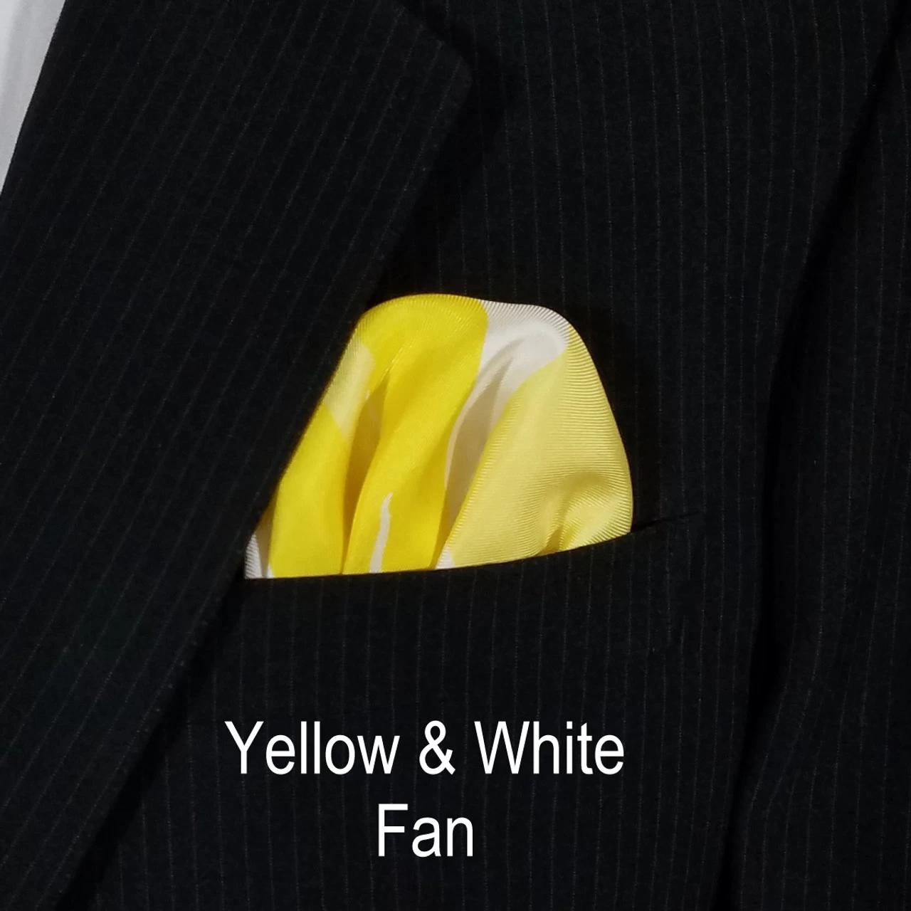 Yellow And White 100% Silk Pre-Folded Pocket Square Insert 4 Yellow And White 100% Silk Pre-Folded Pocket Square Insert - Image 4